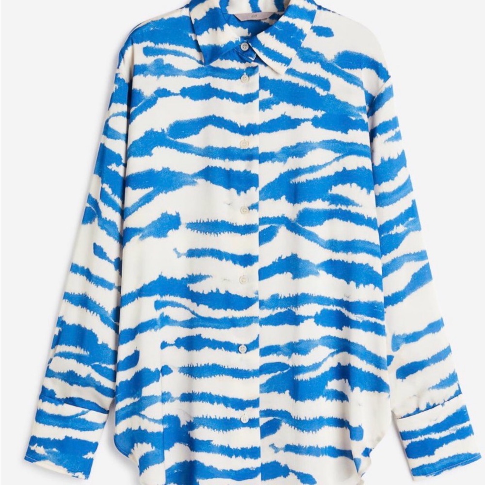 H&M Cream and Blue Patterned Shirt
